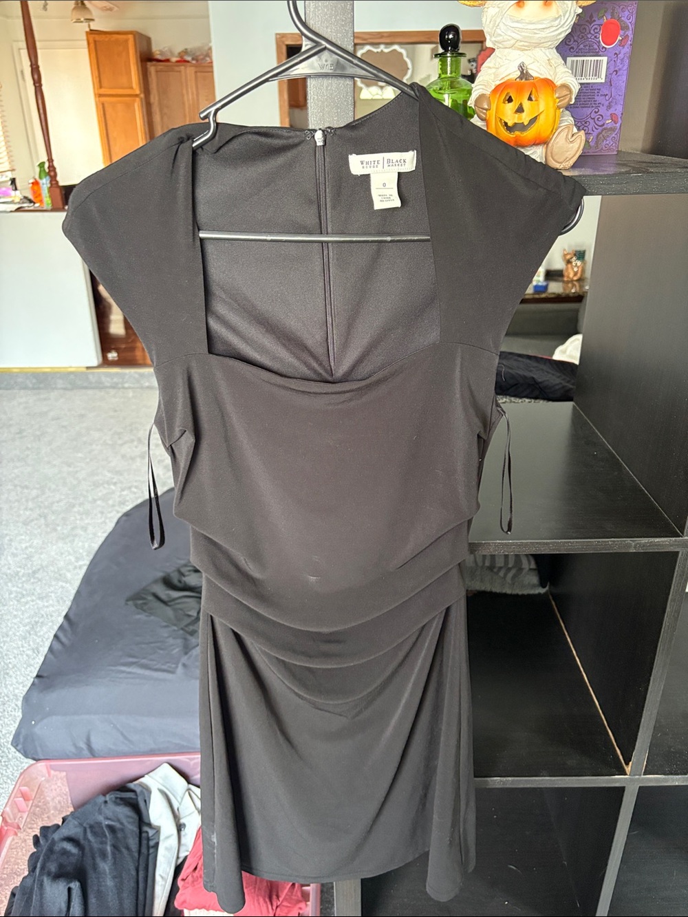 White House Black Market Black Ruched Midi Dress